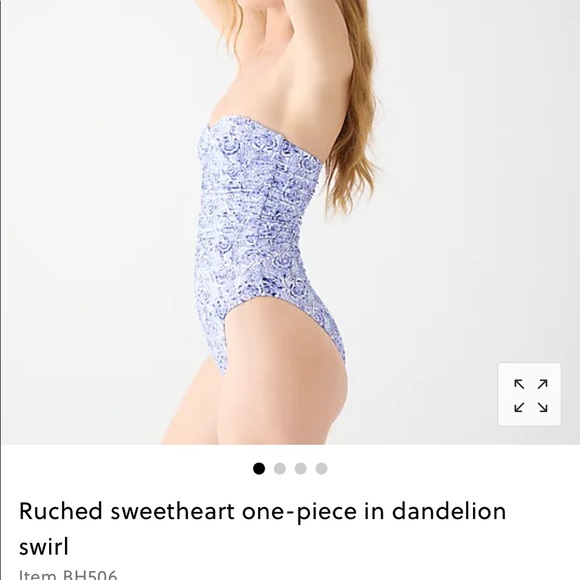 NWT J.crew Ruched sweetheart one-piece in dandelion swirl size 6 - Picture 3 of 11